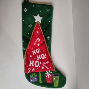 Santa's Best Christmas / Holiday Stocking Decoration in Green with Ho Ho Ho